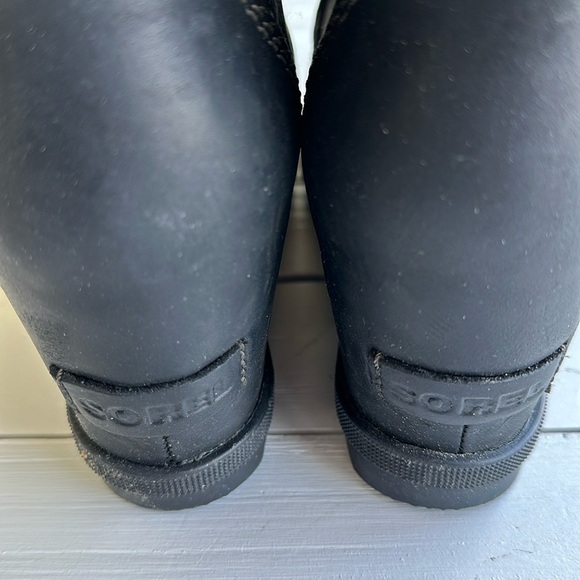 Sorel Lexie Wedge Boot Black Leather size 9 - Picture 7 of 11